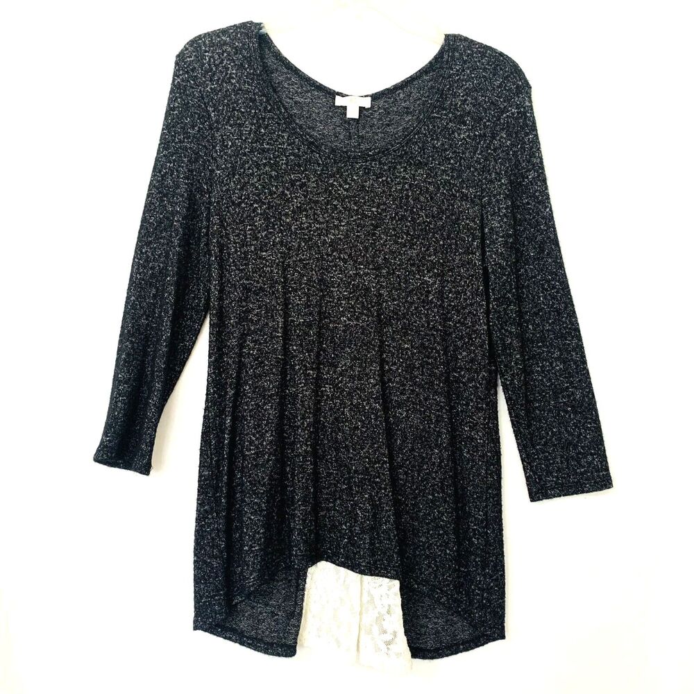 Charming Charlie Tunic Women S Marbled Black Lace Goth Comfy Feminine Academia